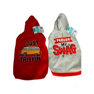 2 Pet Sweatshirt Hoodies sz Med Dog shirts Graphic print soft warm Lined nwtgs